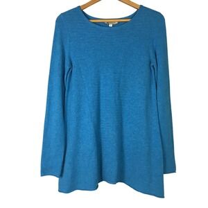 Kinross‎ Cashmere Sky Blue Crew Neck Textured Long Sleeve Sweater Size S